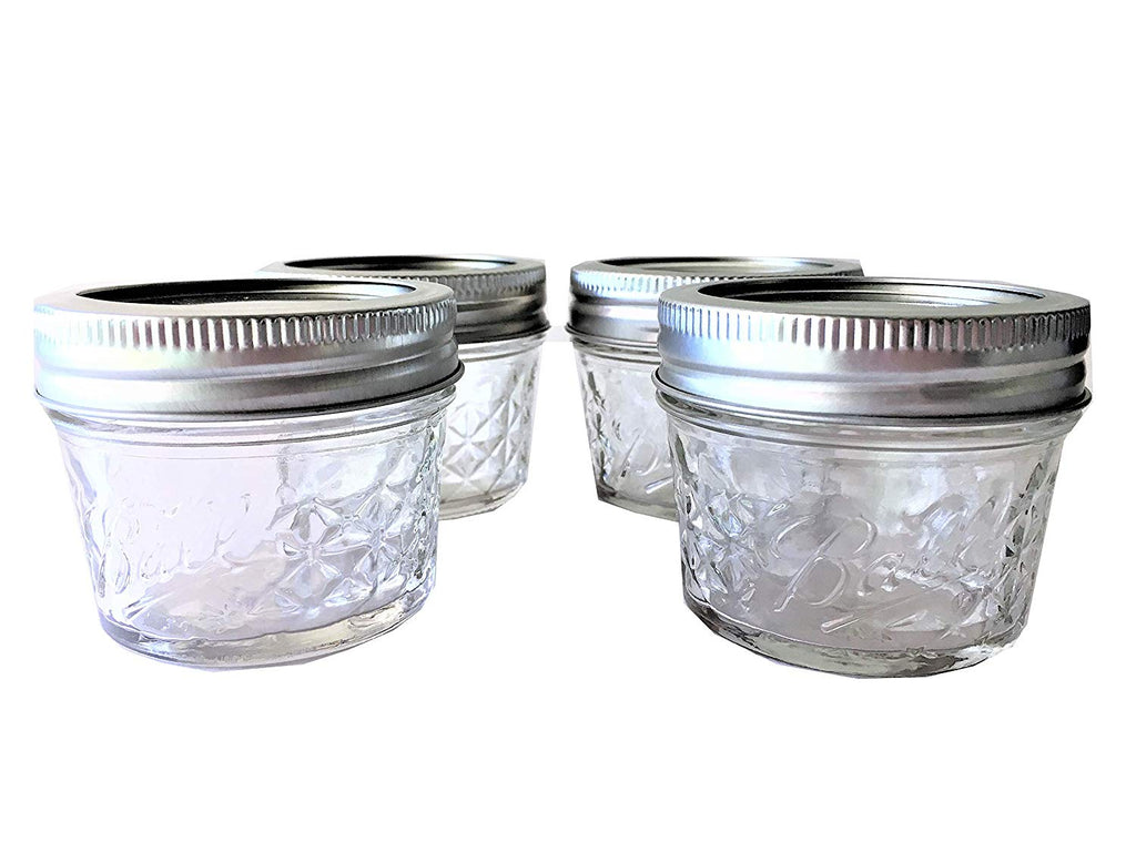 Ball Mason Ball Jelly Jars-4 oz. each - Quilted Crystal Style-Set of 4 - DimpzBazaar.com