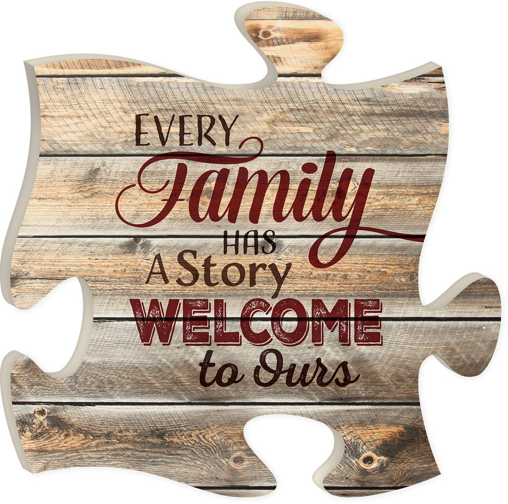 P. GRAHAM DUNN P. GRAHAM DUNN Every Family Has a Story 12 x 12 inch Wood Puzzle Piece Wall Sign Plaque - DimpzBazaar.com