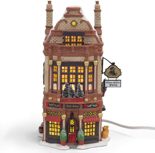 Department 56 Department 56 Dickens Village "Eleven Pipers Piping Shop Lit Building, 8.54-inch High - DimpzBazaar.com
