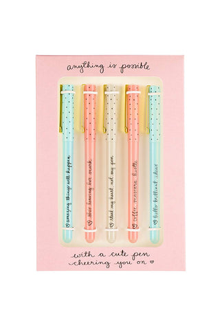 Eccolo World Traveler Eccolo Dayna Lee Collection Anything is Possible Pens (Set of 5), Inspiring Quotes, Gift Boxed - DimpzBazaar.com