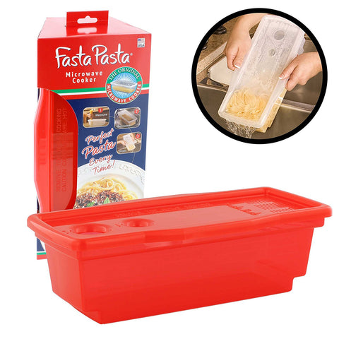 Fasta Pasta Microwave Pasta Cooker - The Original Fasta Pasta (Red) - No Mess, Sticking or Waiting for Boil - DimpzBazaar.com