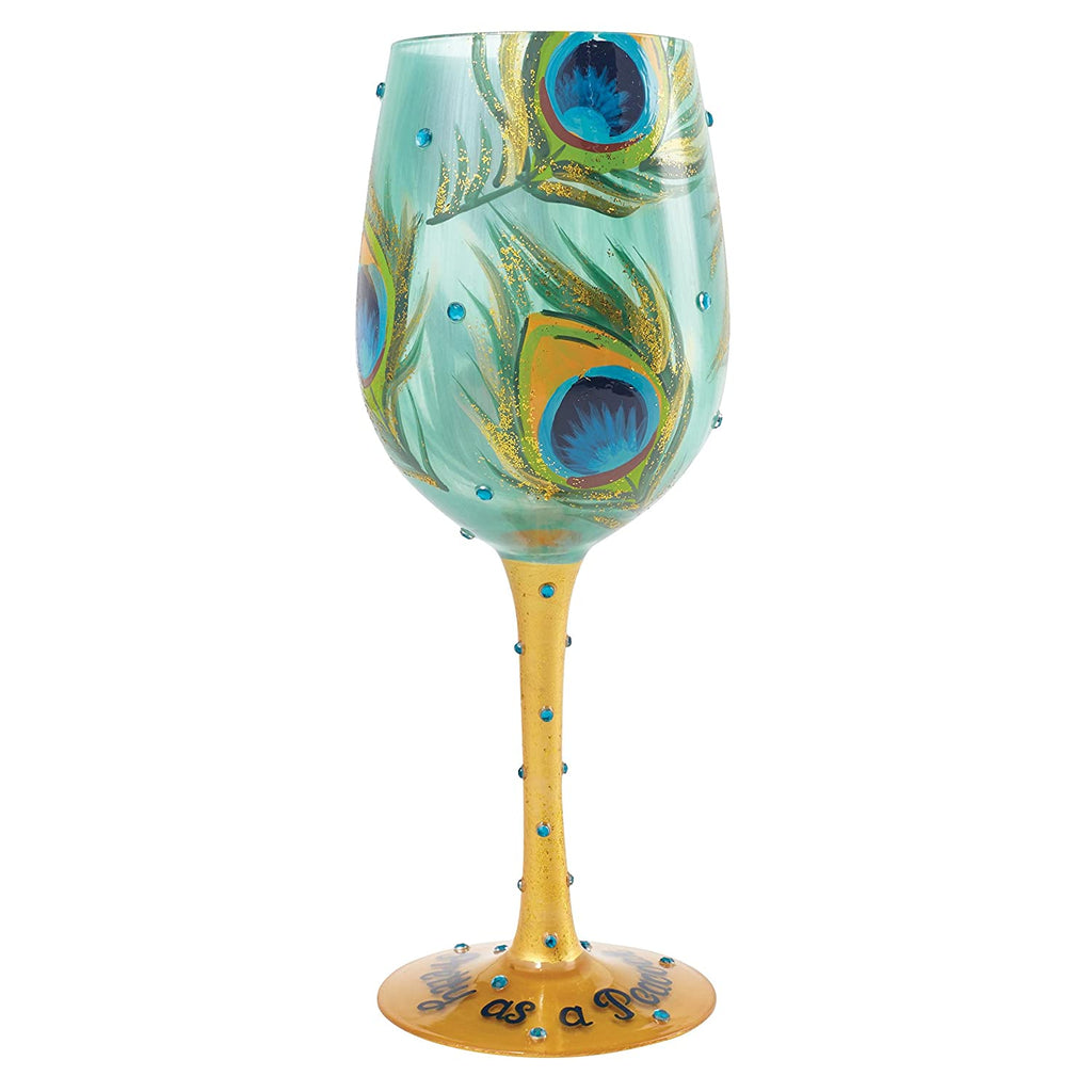 Lolita Glassware Lolita by Enesco Pretty As A Peacock Wine Glass - DimpzBazaar.com