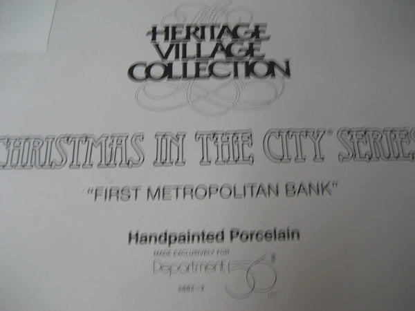 Department 56 Department 56 Heritage Village Collection ; Christmas in the City Series ; 1995 First Metropolitan Bank #5882-3 - DimpzBazaar.com