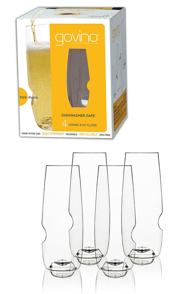 Govino The govino Dishwasher Safe Champagne Flutes Flexible Shatterproof Recyclable, 8-ounce, Set of 4 - DimpzBazaar.com