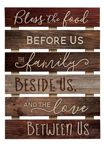 P. Graham Dunn P. Graham Dunn Bless The Food Before Us Brown Distressed 17 x 24 Inch Solid Pine Wood Skid Wall Plaque Sign - DimpzBazaar.com