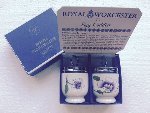 Royal Worcester Royal Worcester Egg Coddler Pair Astley Pattern Lavender Floral - DimpzBazaar.com