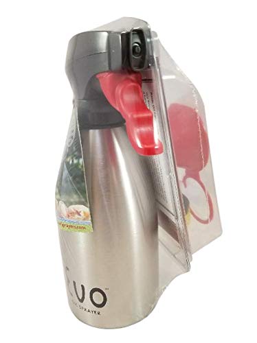 EVO Stainless Steel Oil Sprayer For Cooking, Evo 16 Ounce Reusable Refillable For The Kitchen BBQ With Funnel, Identification Bands And Informational Card. - DimpzBazaar.com