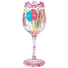 Pretty as a Peacock Hand painted Wine Glass, 15 oz. - Designs by Lolita