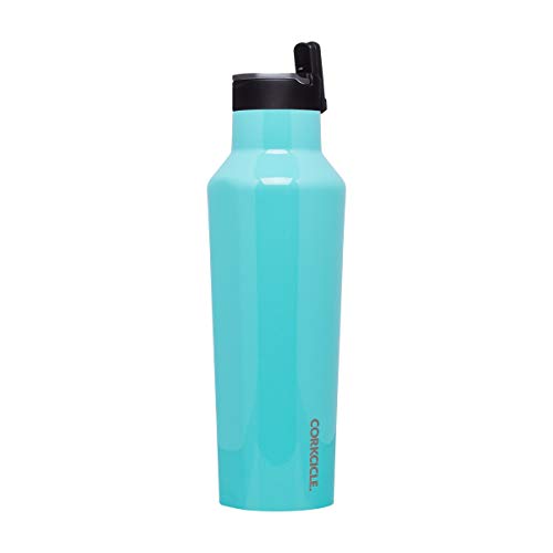 Corkcicle Corkcicle Classic 20 Ounce Canteen Triple Insulated Stainless Steel Water Bottle with Screw Cap and Extra Wide Mouth, Gloss Turquoise - DimpzBazaar.com
