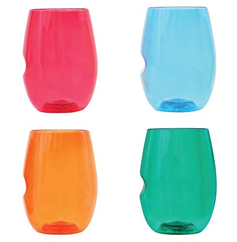 govino Govino Go Anywhere Dishwasher Safe Flexible Shatterproof Recyclable Colorful Wine Glasses, Original Jewel, 16-ounce, Set of 4 - DimpzBazaar.com