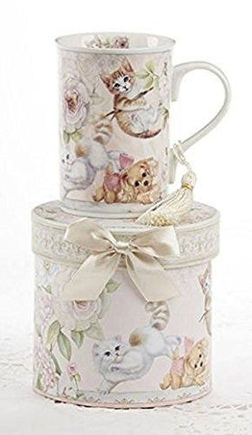 Delton Delton Products Porcelain Tea Mug, Kittens and Puppy Pattern, Arrives in Matching Keepsake Box - DimpzBazaar.com