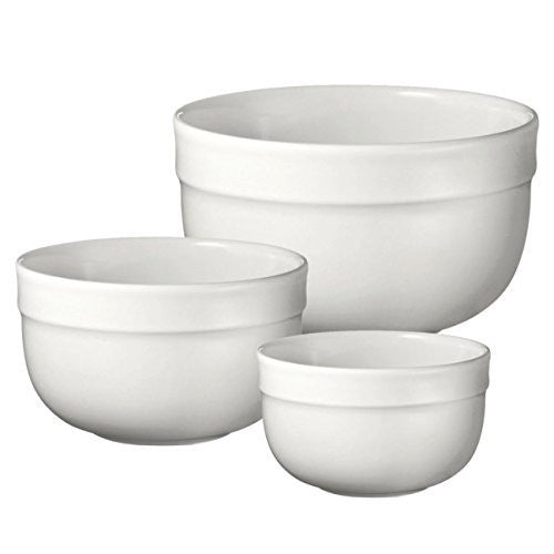 Emile Henry Emile Henry 116529/3 Made In France Deep Mixing Bowl (Set of 3), Flour White - DimpzBazaar.com