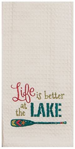 Kay Dee Kay Dee Designs Lake House Embroidered Kitchen Towels Set - Hand Towels with Boats and Paddles, Outdoor Camping Boating Dish Cloths - DimpzBazaar.com