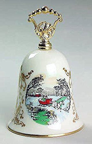 Gorham Vintage 1980 Gorham Fine China Porcelain Christmas Scene Bell - Christmas in the Country - DimpzBazaar.com