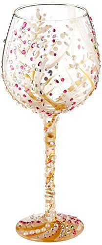 LOLITA GOLDEN PEACOCK WINE GLASS~ HAND PAINTED! GORGEOUS! WITH GIFT BOX  15oz