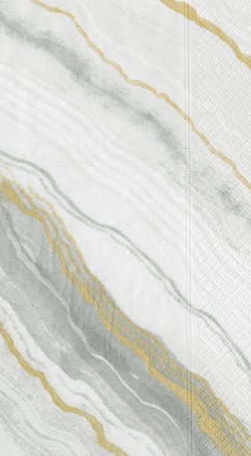 Caspari Caspari Towel Guest Marble Grey, 15 Count - DimpzBazaar.com