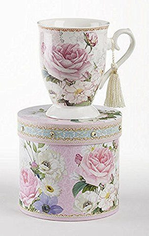 Delton Delton Products Pink Rose Floral Porcelain Mug in Matching Keepsake Box - DimpzBazaar.com