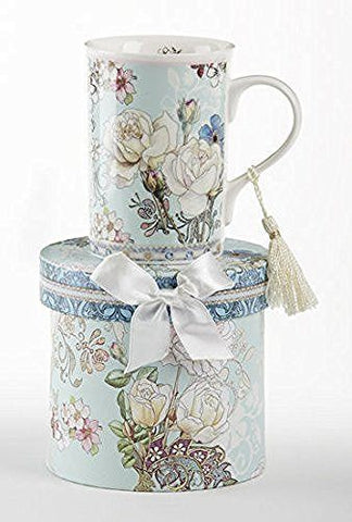 Delton Delton Products Blue Camellia Porcelain Tea/Coffee Mug in Gift Box, 4.3" - DimpzBazaar.com