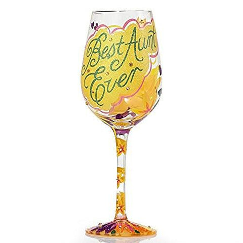 Enesco Lolita Lolita from Enesco Best Aunt Ever Wine Glass, 9", Multicolor - DimpzBazaar.com