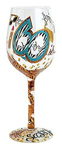 Enesco Lolita Lolita Glassware 60 And Sassy Wine Glass (GLS11-5534N), Multicolor - DimpzBazaar.com
