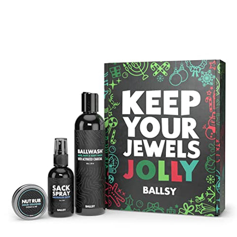 Ballsy Ballsy Jolly Jewels Sack Pack, Men's Kit, Includes Ballwash, Nut Rub and Sack Spray, Ocean and Air - DimpzBazaar.com