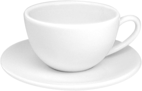 Konitz Konitz Coffee Bar Cappuccino Cups and Saucers, 6-Ounce, White, Set of 4 - DimpzBazaar.com