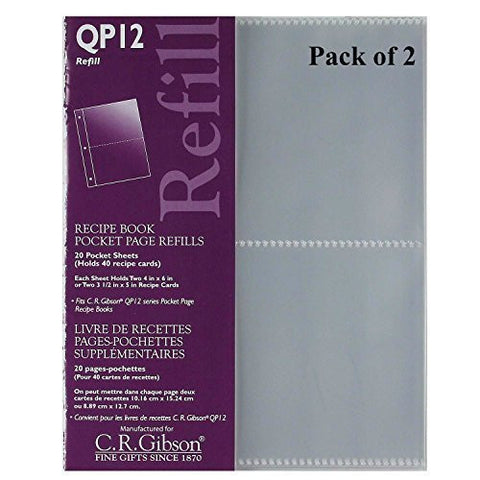 C.R. Gibson C.R. Gibson QP-12 Small Recipe Book Pocket Page Refill 20 Sheets (Pack of 2) ... - DimpzBazaar.com