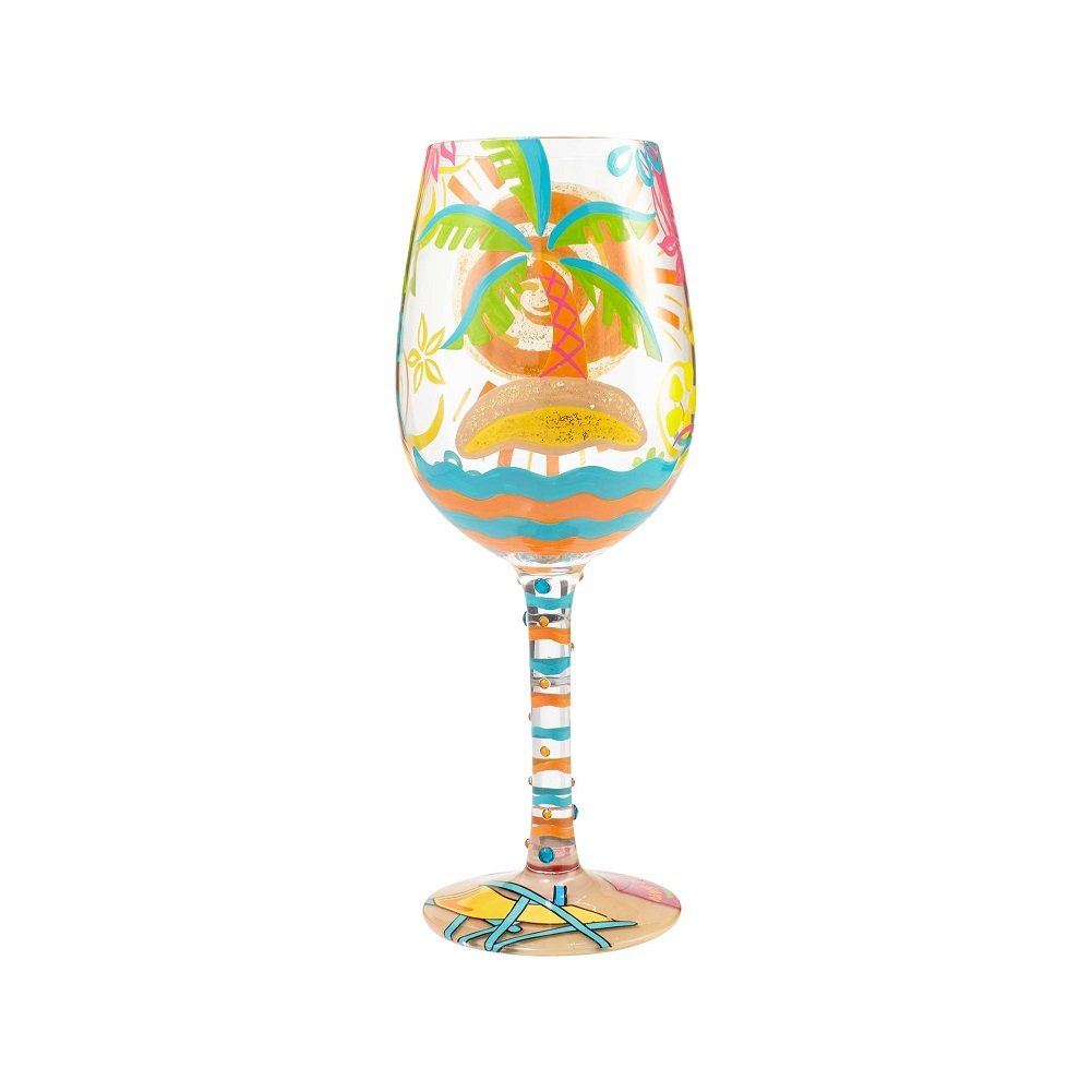 Enesco Enesco 6000021 Designs by Lolita "Here Comes Summer" Wine Glass, 15 oz, Multicolor - DimpzBazaar.com