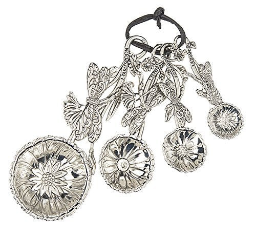 Ganz Dragonfly Handled Measuring Spoons With Floral Design Cups - By Ganz - DimpzBazaar.com