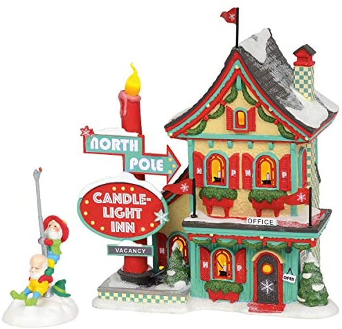 Department 56 Department 56 North Pole Village Series Welcoming Christmas Candle-Light Inn Lit Building and Accessory, 7.01", Multicolor - DimpzBazaar.com