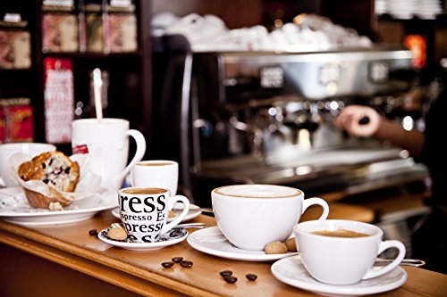 Konitz Konitz Coffee Bar Espresso Cups and Saucers, 2-Ounce, White, Set of 4 - DimpzBazaar.com