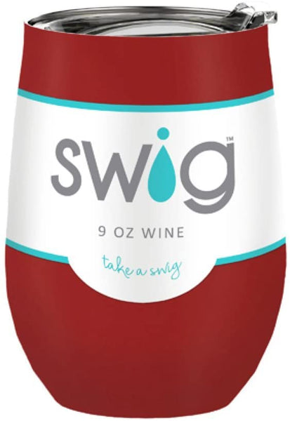 UA Crafts 9 oz. SWIG Double-Walled Vacuum Insulated Wine Tumbler- Crimson - DimpzBazaar.com