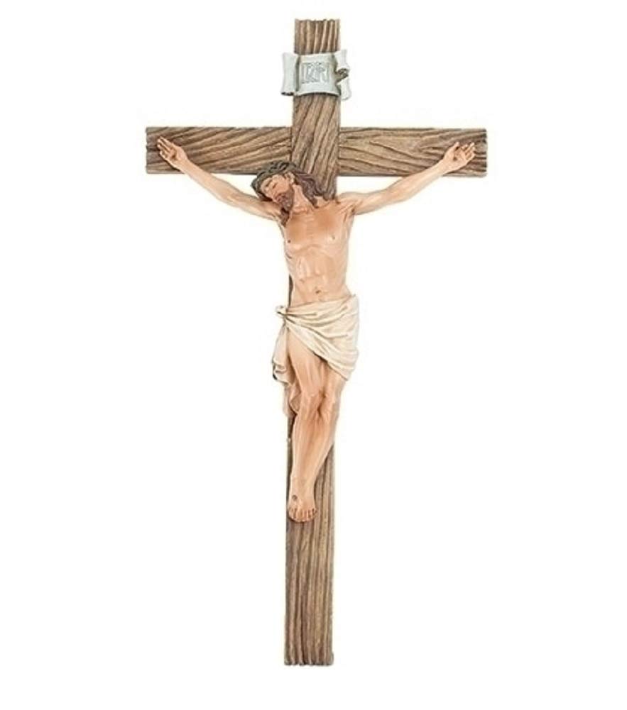 Roman Jesus Nailed On The Cross Resin Wall Crucifix, 14 Inch - DimpzBazaar.com