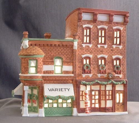 HERITAGE VILLAGE COLLECTION DEPARTMENT 56 CHRISTMAS IN THE CITY "VARIETY STORE & BARBERSHOP" #59722 - DimpzBazaar.com