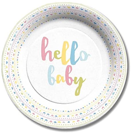 CR. Gibson CR Gibson Hello Baby Paper Dessert Plates and Paper Napkins, Bundle- 3 Items - DimpzBazaar.com