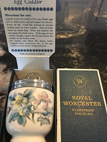 Royal Worcester Royal Worcester Double Egg King Size Coddler Woodland Pattern Ice Blue Leaves Lavendar Yellow Floral-Rare - DimpzBazaar.com