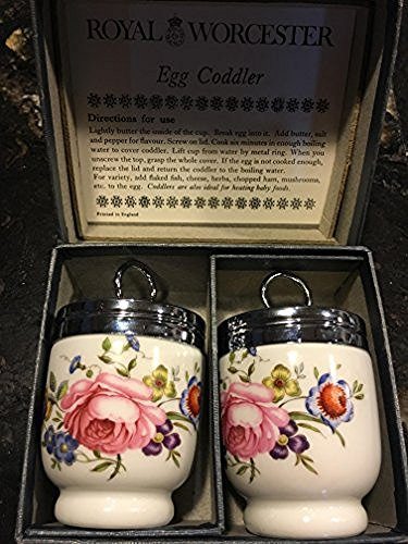 Royal Worcester Royal Worcester Egg Coddler Pair Bournemouth Pattern Pink Roses Floral-Rare - DimpzBazaar.com