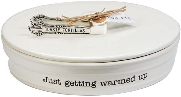 Mud Pie Mud Pie 4801027 Tortilla Warming Set, One Size, White - DimpzBazaar.com