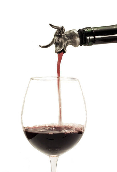 Spectrum Longhorn Wine Aerator Pourer Premium Aerating Pourer FDA Approved Stainless Steel Food Grade Silicone Stopper - DimpzBazaar.com