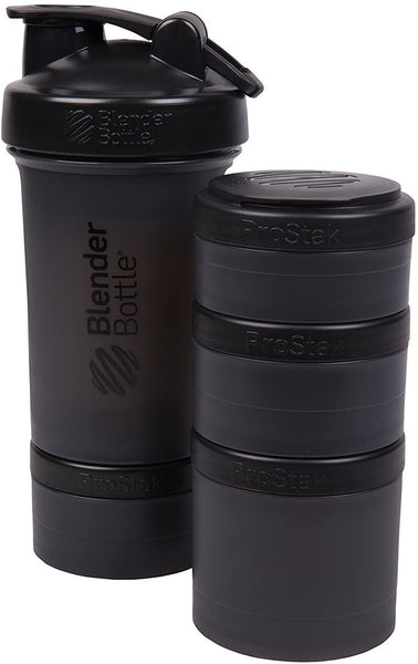 Blender Bottle BlenderBottle ProStak 22 Oz Bottle with 6 Piece Twist n’ Lock Storage Set, Black - DimpzBazaar.com