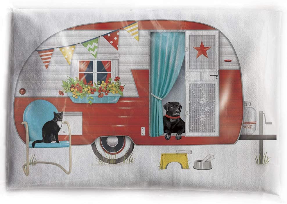 Mary Lake-Thompson Mary Lake-Thompson Red Camper Flour Sack Dish Towel - DimpzBazaar.com