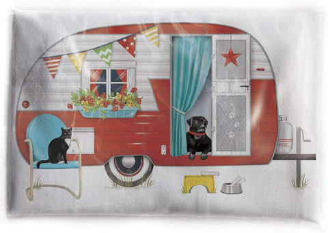 Mary Lake-Thompson Mary Lake-Thompson Red Camper Flour Sack Dish Towel - DimpzBazaar.com