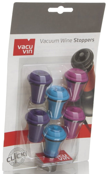 Vacu Vin Vacu Vin Wine Saver Vacuum Stoppers, Set of 6- Purple/Blue/Pink - DimpzBazaar.com