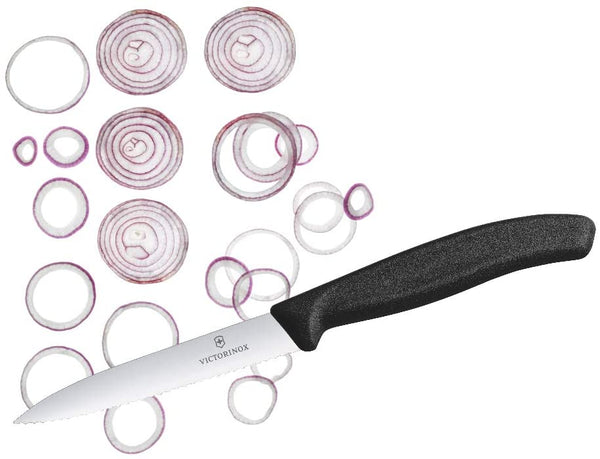 Victorinox Victorinox VIC-6.7733 Swiss Classic Paring 4" Serrated Spear Point Blade 5/8" Width at Handle Black - DimpzBazaar.com