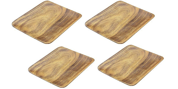 Pacific Merchants Trading Pacific Merchants Acaciaware 10-Inch Acacia Wood Square Serving Tray, set of 4 - DimpzBazaar.com