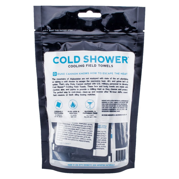 Duke Cannon Duke Cannon Supply Co. Cold Shower Cooling Field Towels Pouch, 15 Individually Wrapped Face + Body Wipes - DimpzBazaar.com