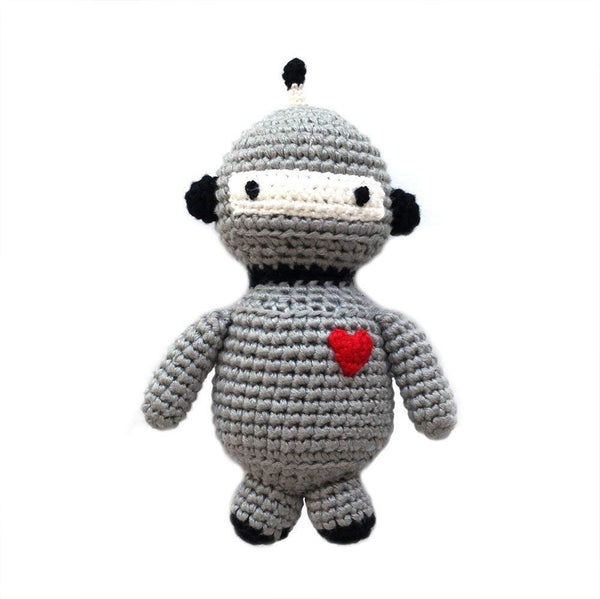 Cheengoo Cheengoo Sustainable Organic Bamboo Hand Crocheted Rattle - Robot - DimpzBazaar.com