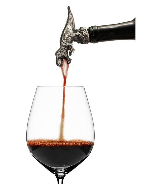 Spectrum Dinosaur Wine Aerator Pourer Premium T-Rex Aerating Pourer FDA Approved Stainless Steel Food Grade Silicone Stopper - DimpzBazaar.com