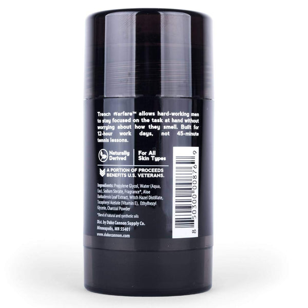 Duke Cannon Duke Cannon Trench Warfare Natural Charcoal Deodorant, 2.75 Oz - Bergamot & Black Pepper | Alcohol-Free. Aluminum-Free. - DimpzBazaar.com