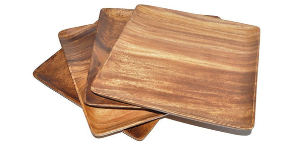 Pacific Merchants Trading Pacific Merchants Acaciaware 10-Inch Acacia Wood Square Serving Tray, set of 4 - DimpzBazaar.com